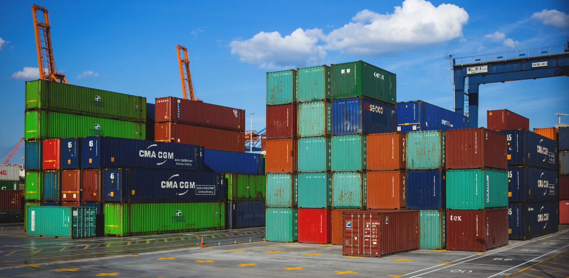 lot of containers ctacked up at a container terminal