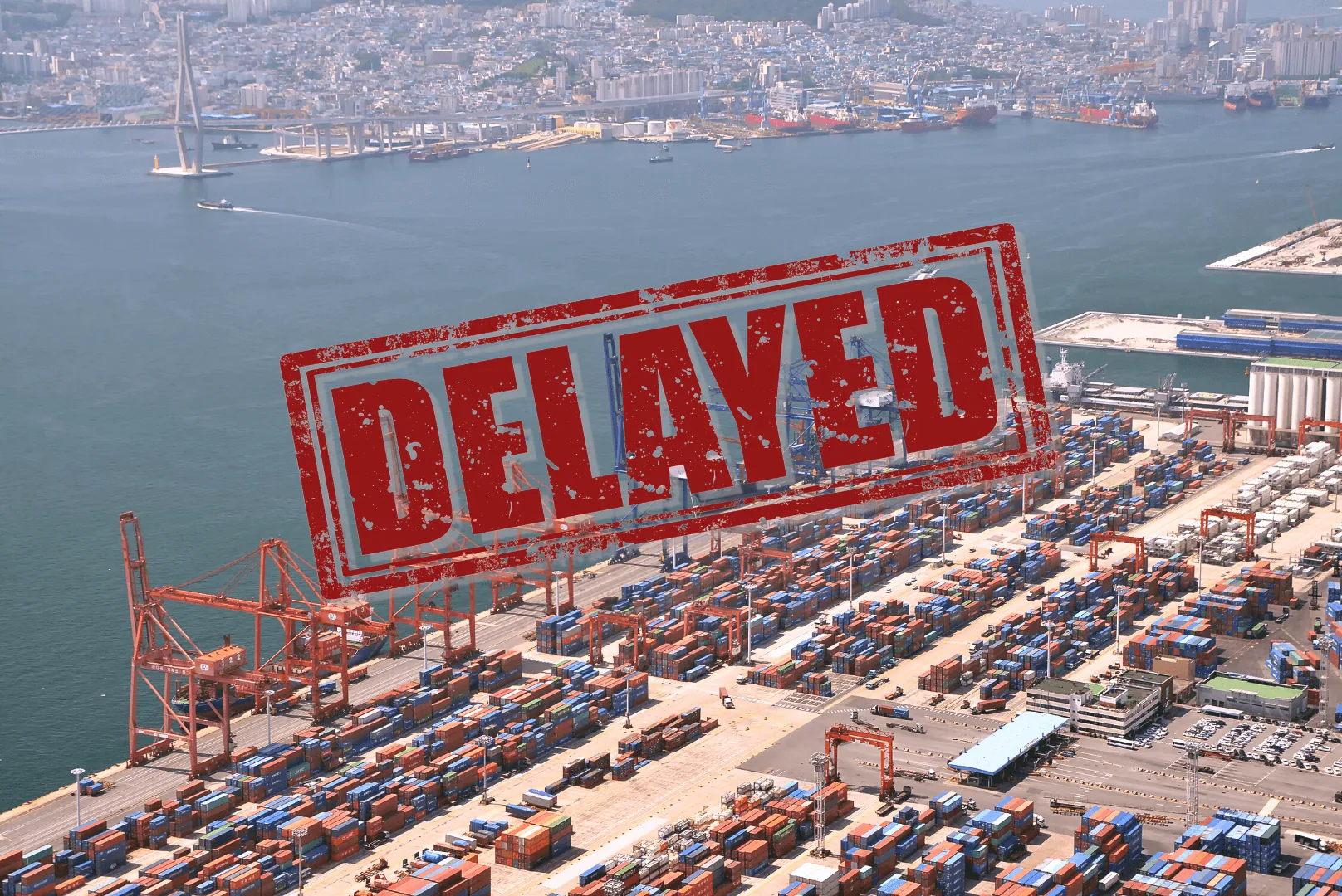 delayed-port depot with containers