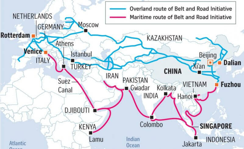 Map of the new silk road routes