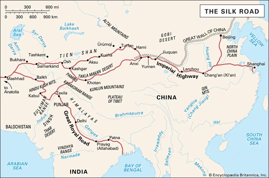 A map of the silk road