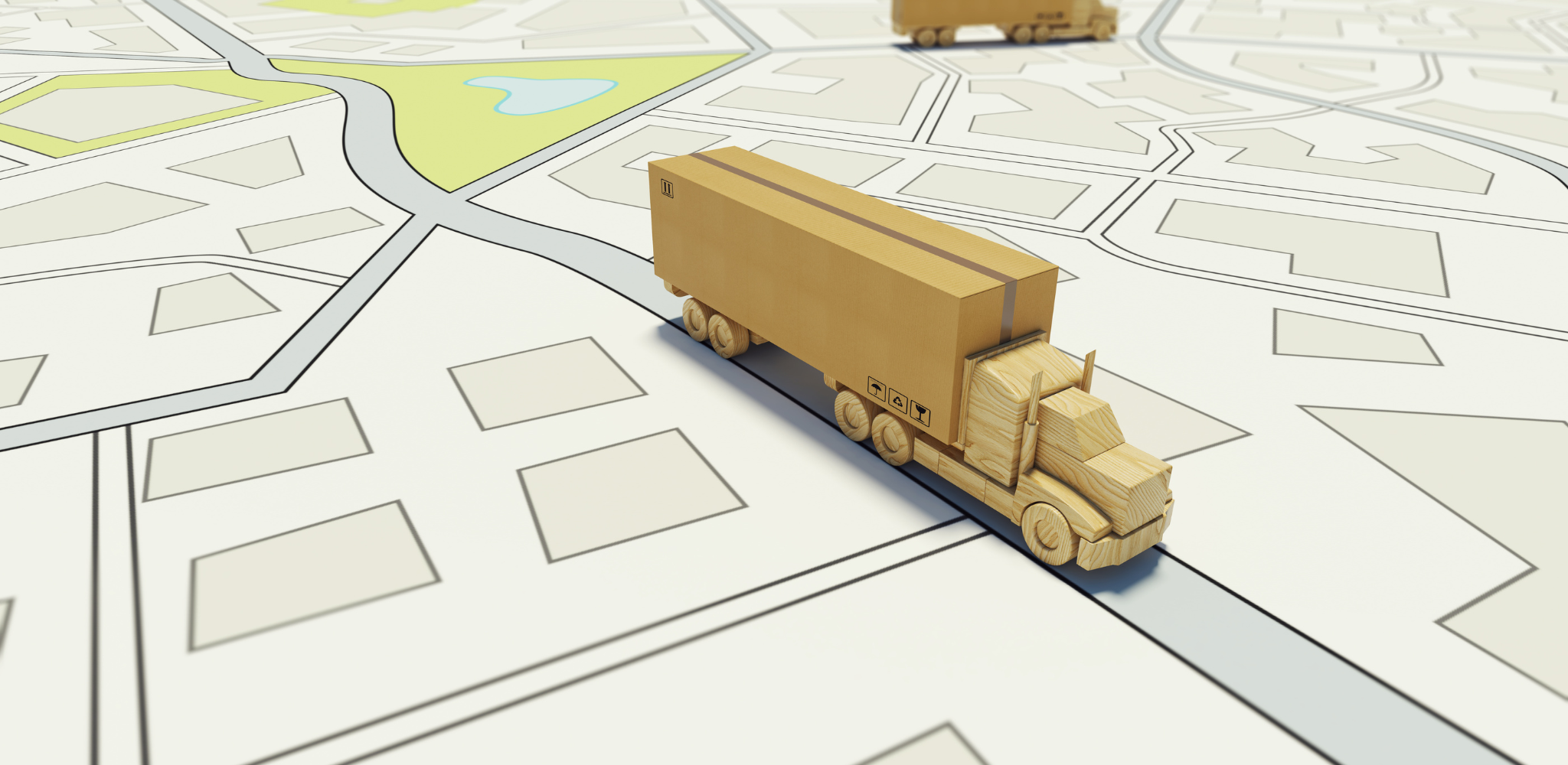 a truck on a map, visibility